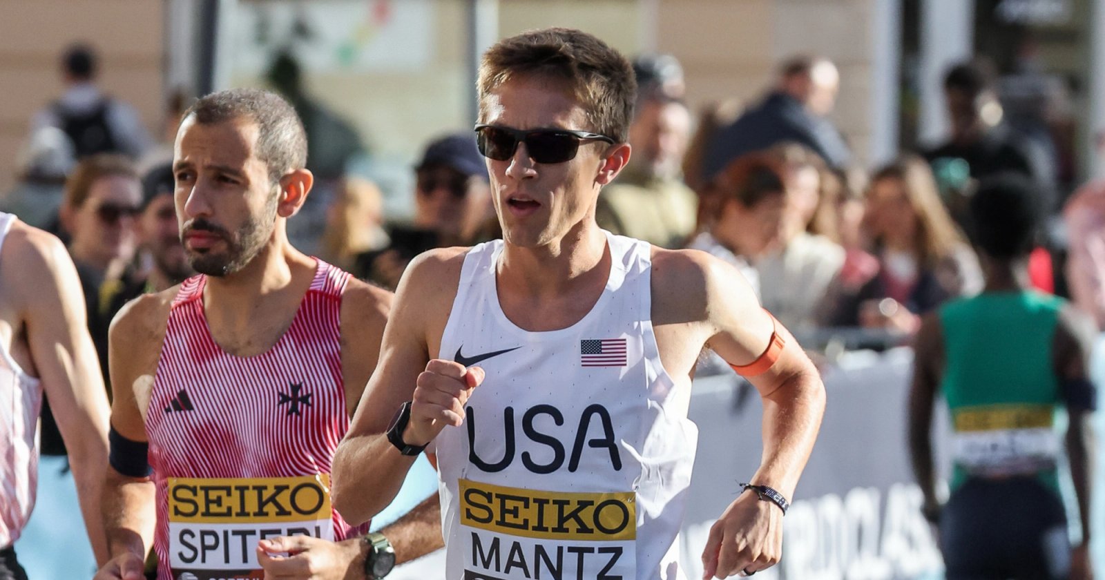 American record holder Conner Mantz finished 12th in his first race back in a U.S. kit since the Paris Olympics. (Photo by Kevin Morris)