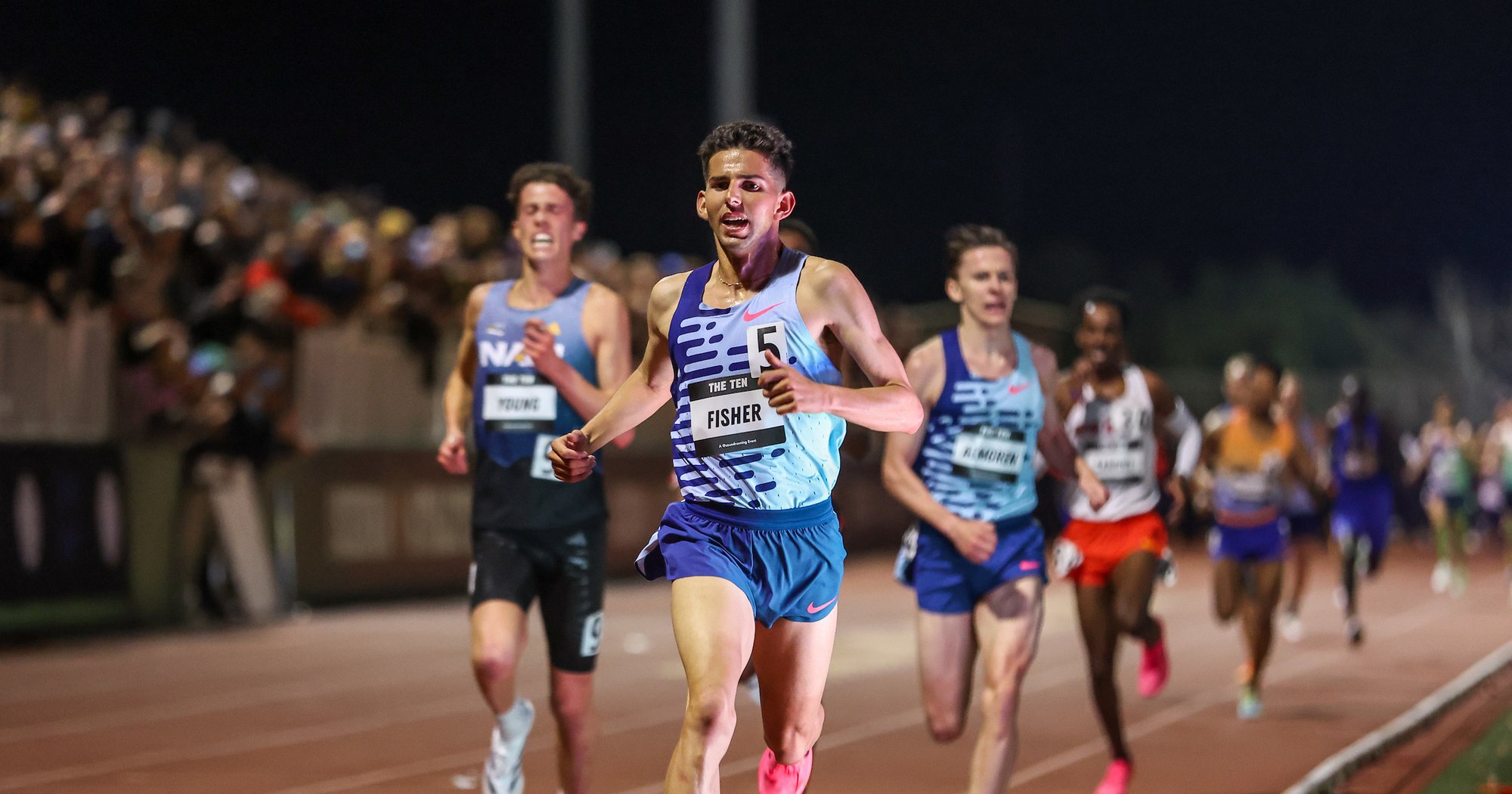 Grant Fisher wins 10,000m at Sound Running's The Ten. 