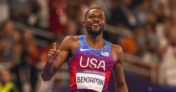 Rai Benjamin at the 2024 Paris Olympics.