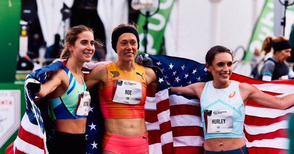 Amanda Vestri, taylor Roe and Emma Grace Hurley after qualifying for Team USA for the World Road Running Championships with their respective top three finishes at the USATF Half Marathon Championships in Atlanta.