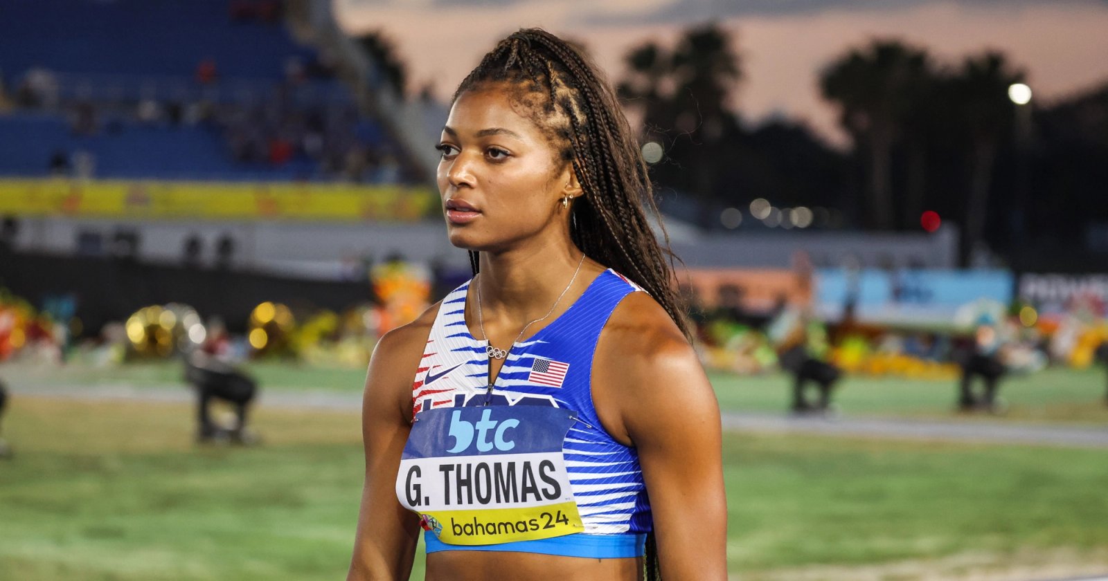 Gabby Thomas at the 2024 World Relays in Nassau, Bahamas.