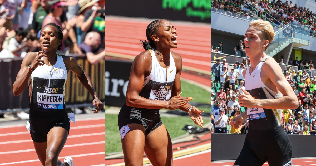 Faith Kipyegon, Melissa Jefferson-Wooden, Niels Laros