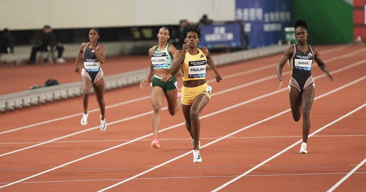 Marileidy Paulino winning the 400m at the 2024 Shanghai Diamond League Meet. 