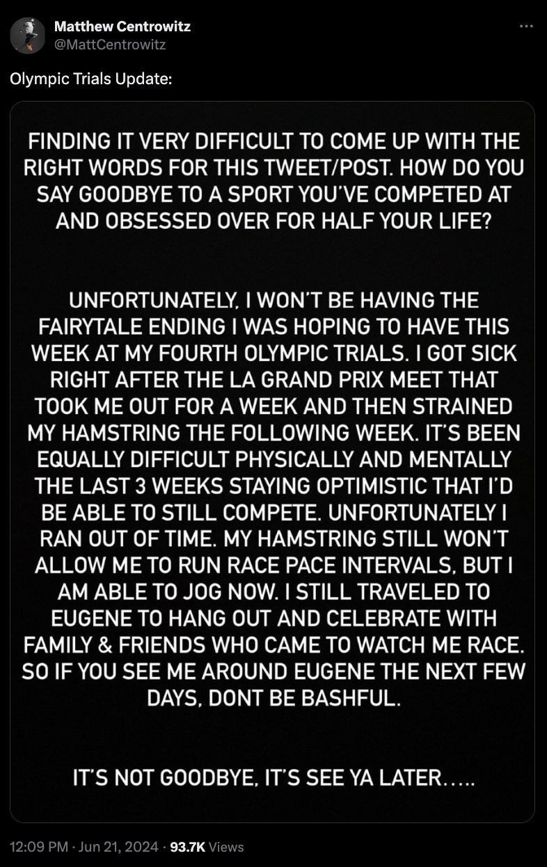 Matthew Centrowitz Tweet