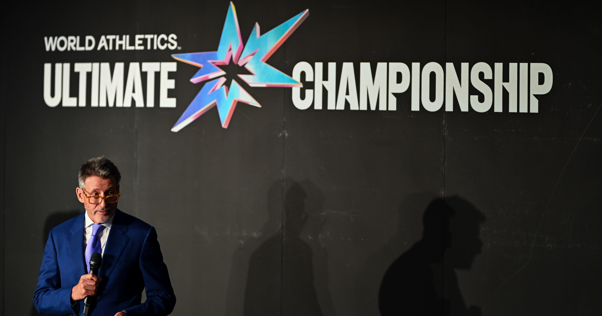 World Athletics President Sebastian Coe promoting the World Athletics Ultimate Championships