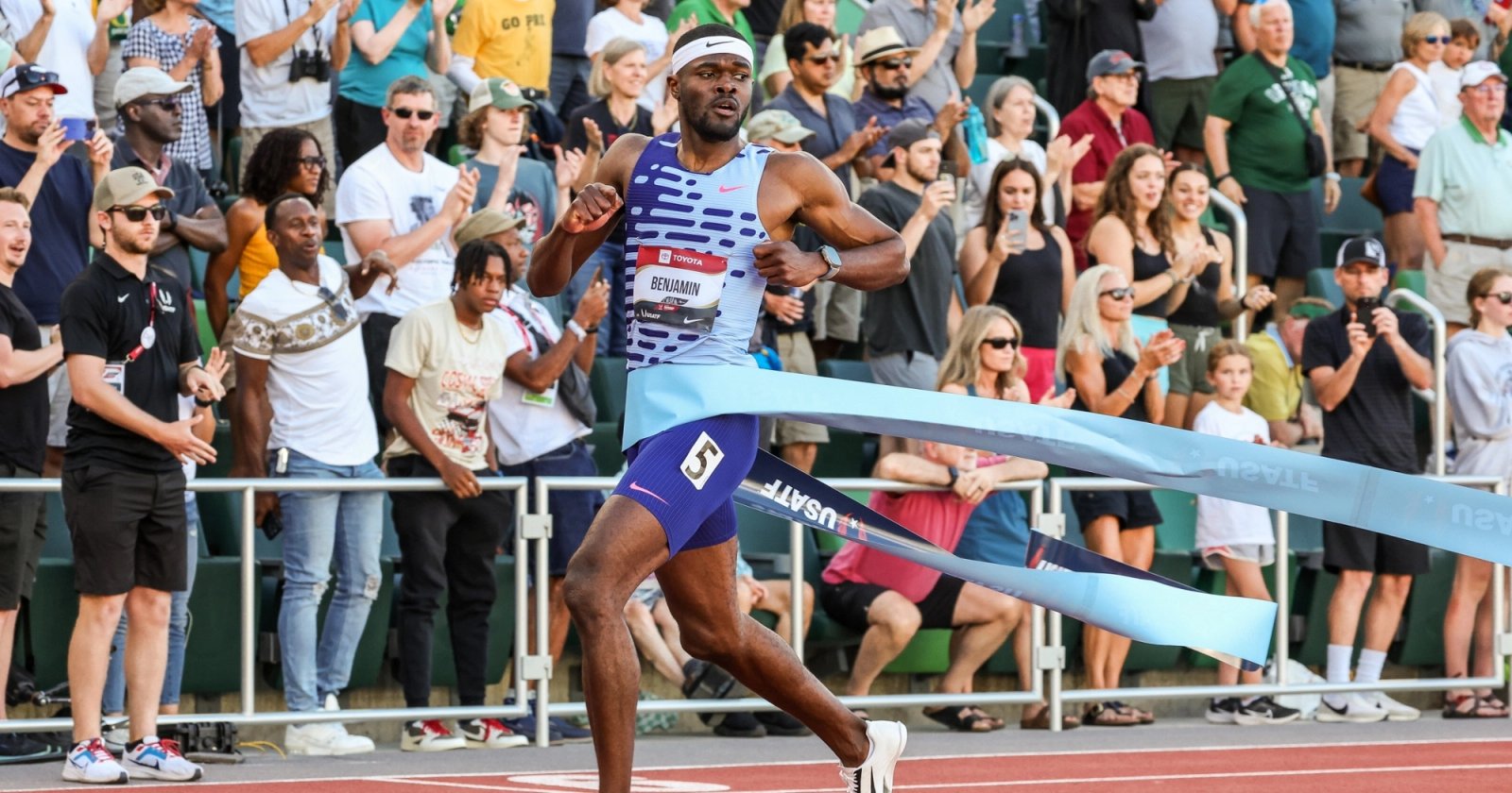 Rai Benjamin at the 2023 U.S. Championships.