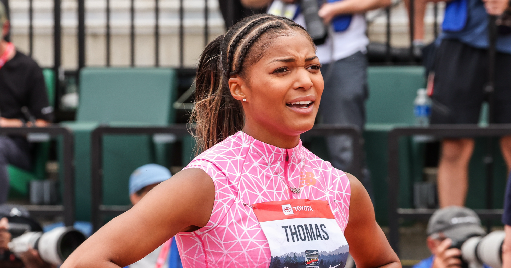 Gabby Thomas at the 2025 U.S. Outdoor Track and Field Championships