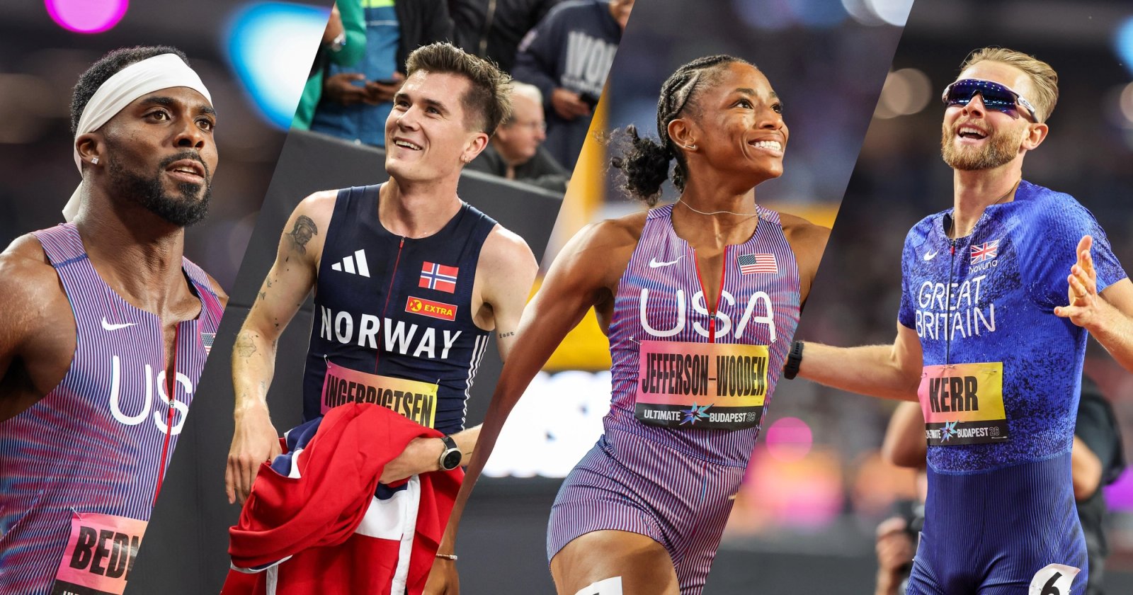 Kenny Bednarek, Jakob Ingebrigtsen, Melissa Jefferson-Wooden, Josh Kerr