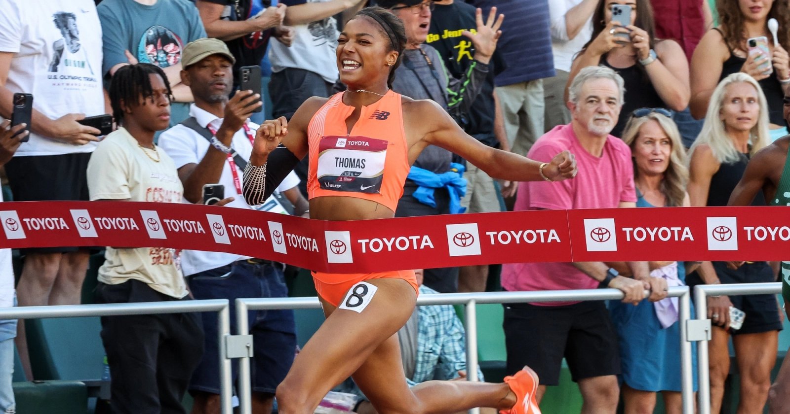 Gabby Thomas at the 2023 U.S. Championships.
