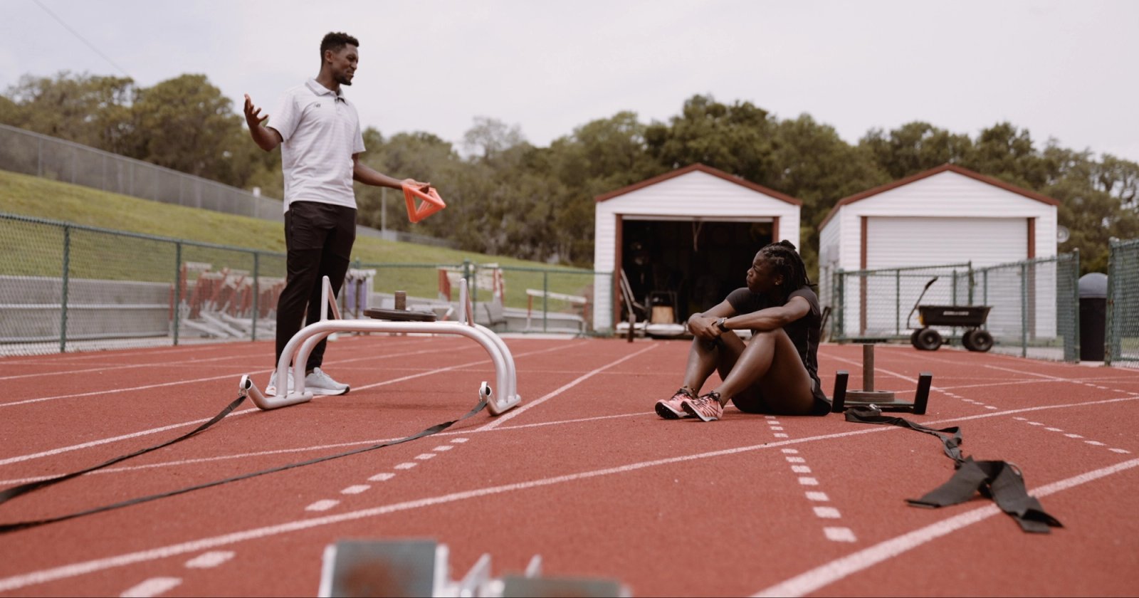 Coach Gerald Phiri and Adaejah Hodge working out at Montverde Academy in Florida.