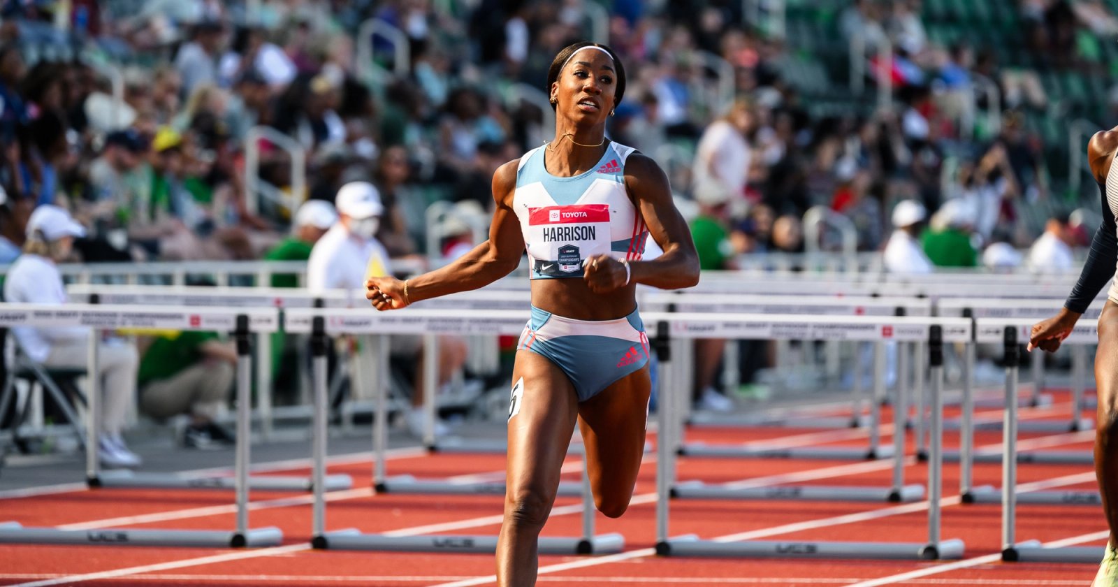 Keni Harrison at the 2022 USATF Outdoor Championships.